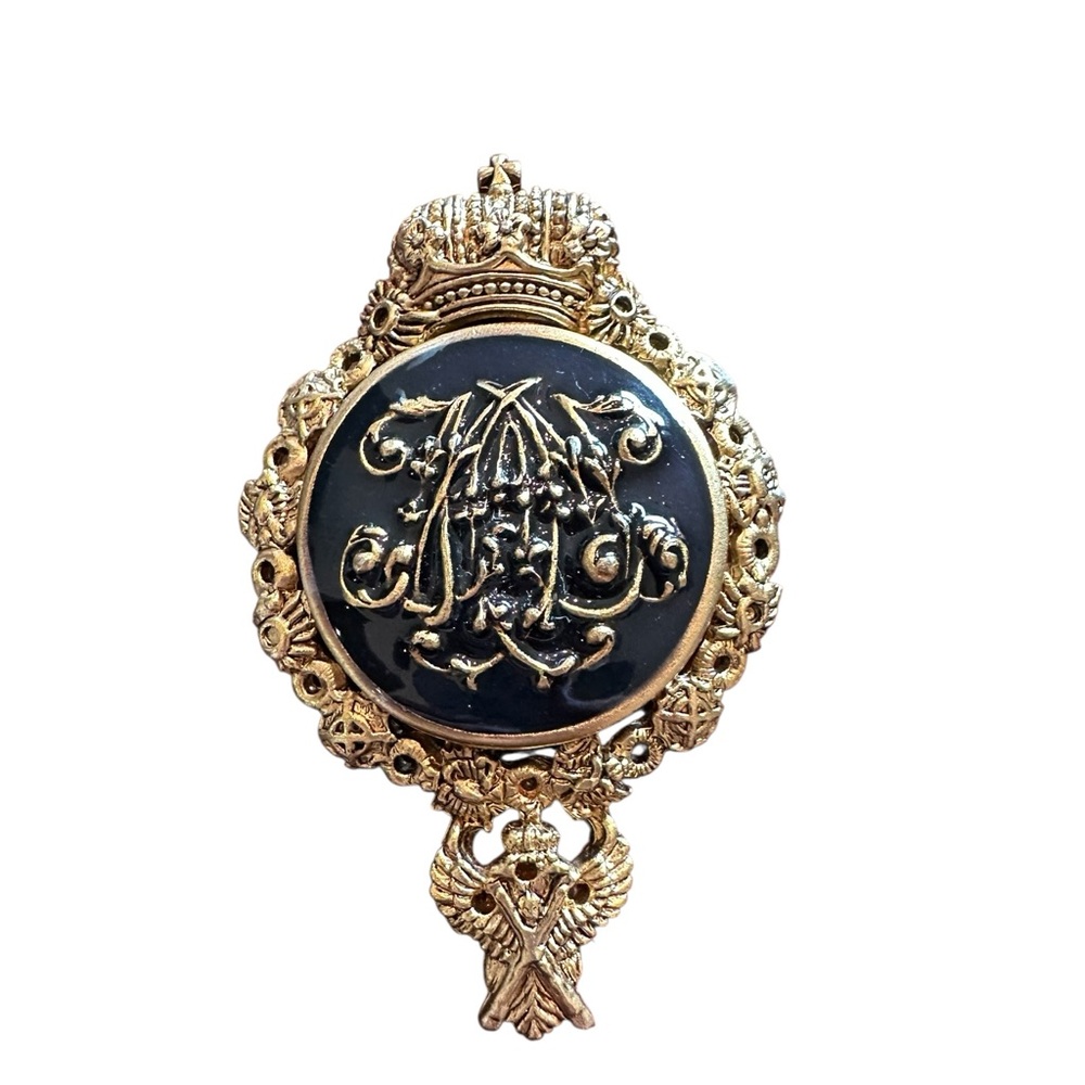 Vintage Noma Multilana Gold and Black Design Brooch Pin